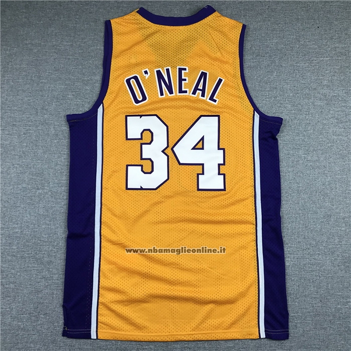 Maglia Los Angeles Lakers Shaquille O'Neal #34 Mitchell & Ness 1999-00 Giallo